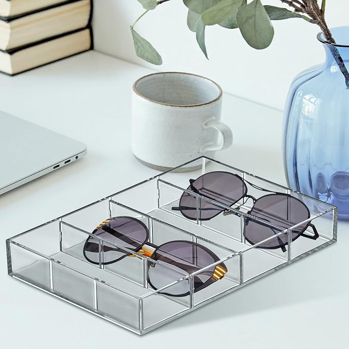 Amazing Abby - Soleil - Acrylic 4-Compartment Sunglass Organizer, Plastic - Image 3