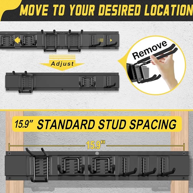 64'' Garage Tool Organizer Wall Mount, Garage Hooks Heavy Duty, Shovel Holder - Image 3