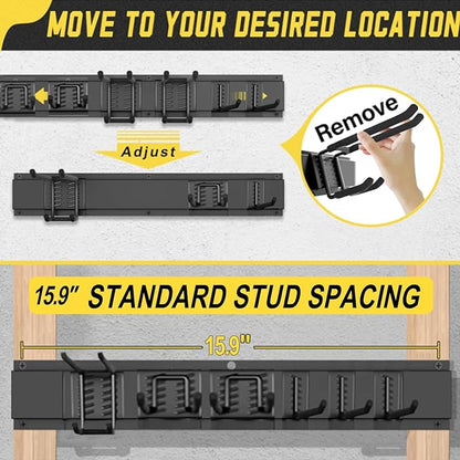 64'' Garage Tool Organizer Wall Mount, Garage Hooks Heavy Duty, Shovel Holder - Image 3