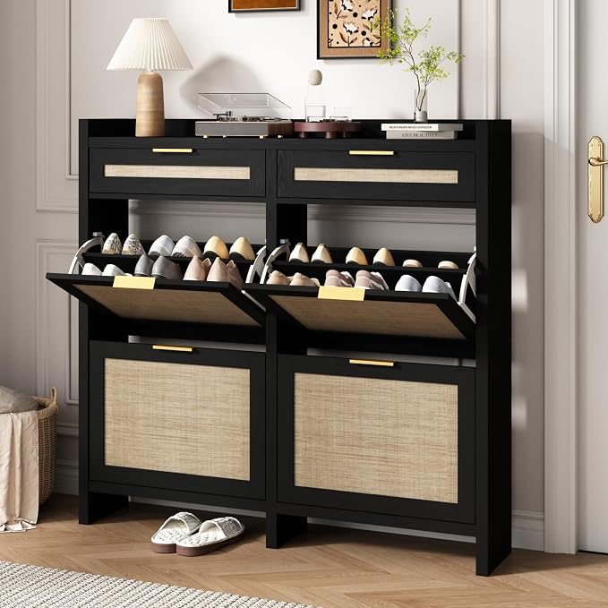 HOKYHOKY Large Rattan Shoe Storage Cabinet by HOKYHOKY