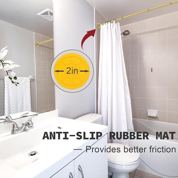 Thestoa Gold Shower Curtain Rod Adjustable 43-78 inch, Anti-Rust Non-Slip - Image 3