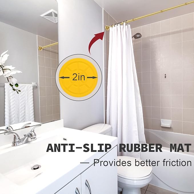 Thestoa Gold Shower Curtain Rod Adjustable 43-92 inch, Anti-Rust Non-Slip - Image 3