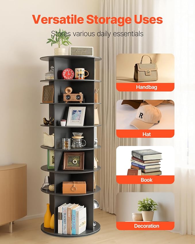 VEVOR 7 Tiers Rotating Shoe Rack Tower, 360° Spinning Shoe Rack, Revolving - Image 8