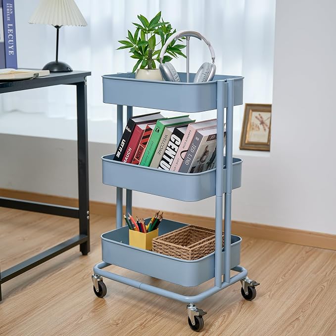 3 Tier Rolling Cart Metal Heavy Duty Utility Cart - Image 9