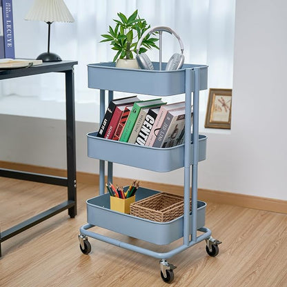 3 Tier Rolling Cart Metal Heavy Duty Utility Cart - Image 9