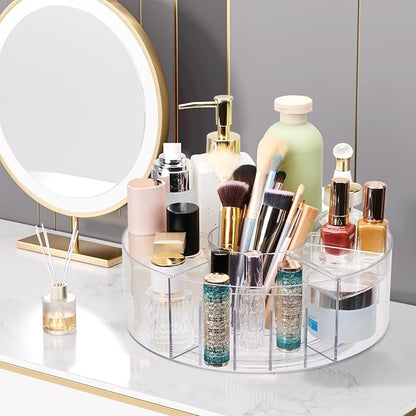 360 Rotating Makeup Organizer for Vanity, 10” Desk Acrylic Spinning Cosmetic - Image 2