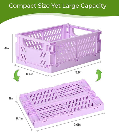 4-Pack Small Pastel Plastic Storage Baskets, Collapsible Crates - Image 3