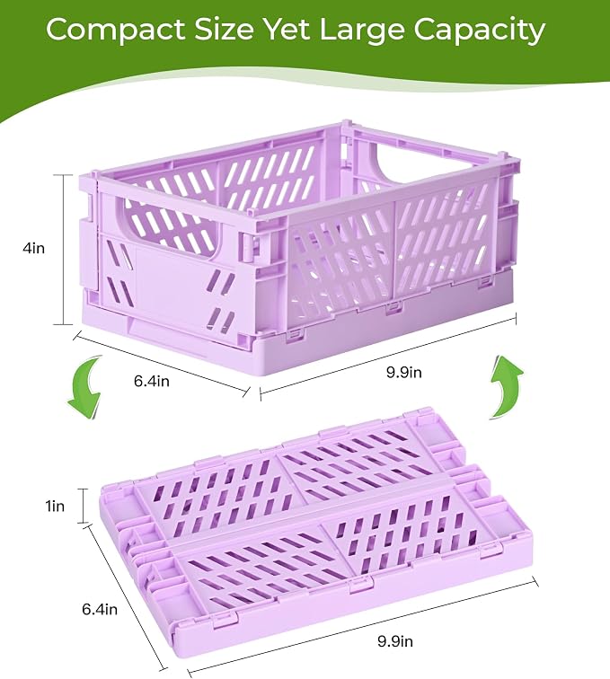 2-Pack Small Pastel Plastic Storage Baskets, Collapsible Crates - Image 3