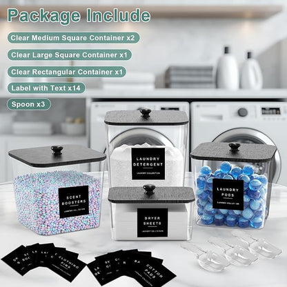 4 Pack Laundry Pod Containers and Dryer Sheet Holder Acrylic Jars - Image 2