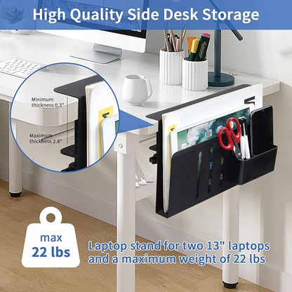 LUKETURE Desk Side Storage Laptop Holder No Drill Clamp On Organizer | Steel - Image 2