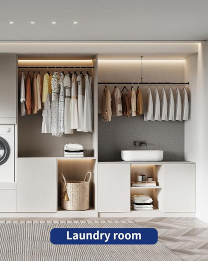 BaiNong Closet Rods for Hanging Clothes Adjustable 17"-56" Black 2 Pack | Heavy - Image 6