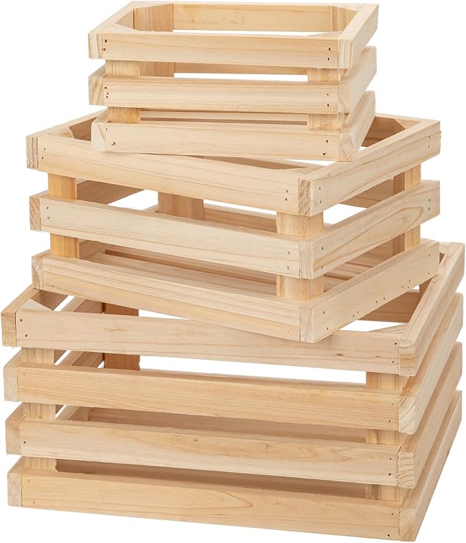 Oairse Set of 3 Nesting Wooden Storage Crates - Image 8