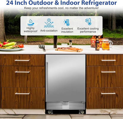 Outdoor Refrigerator 24 Inch, Undercounter Beverage Fridge - Image 2