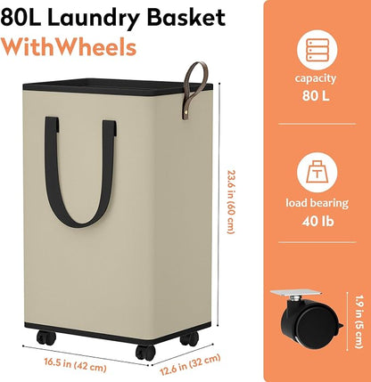 SpaceTrove Laundry Basket with Wheels, Collapsible Laundry Baskets, Laundry - Image 4