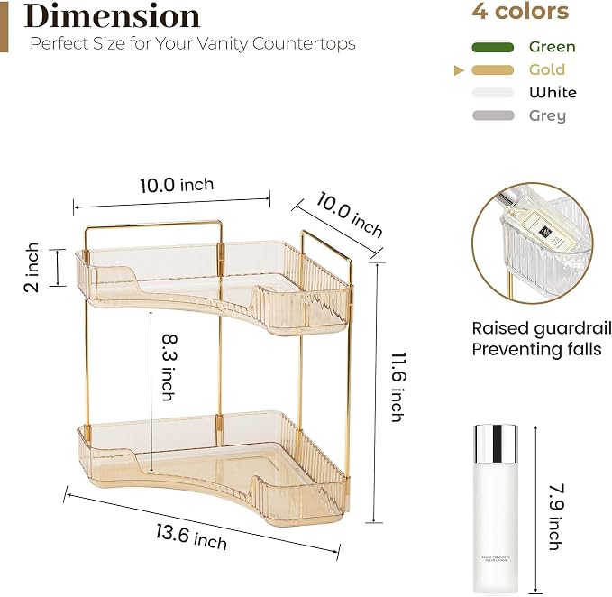Aveniee Corner Bathroom Counter Organizer, Bathroom Countertop Shelf Makeup - Image 3