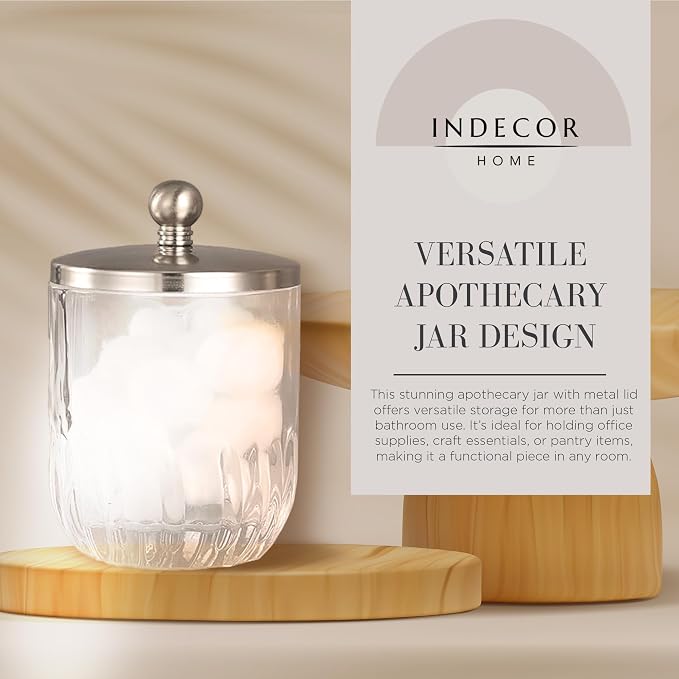 Glass Jar with Metal Lid for Bathroom Organization, Q Tips, and Small - Image 4