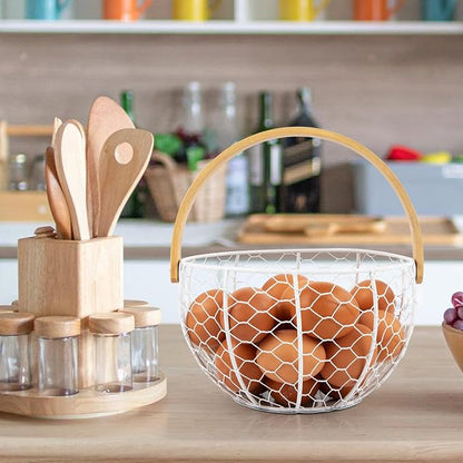 Farmhouse Wire Egg Basket for Gathering Fresh Eggs - Image 4