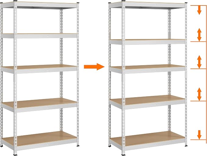 Yaheetech 5-Tier Heavy Duty Storage Shelves 35.5"W x 17.5"D x 72"H Silver | - Image 6