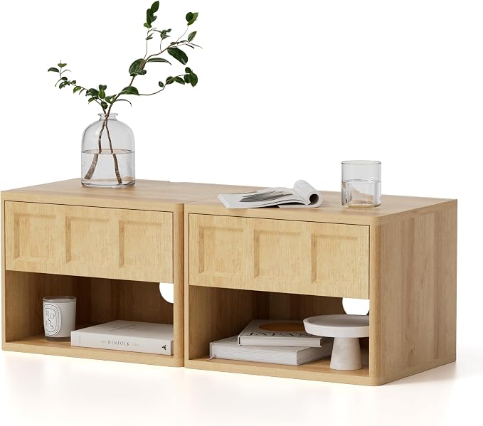 Floating Nightstand Set of 2, Wall Mounted Bedside Table - Image 8