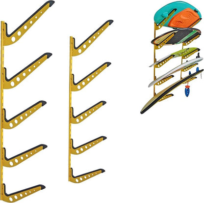 5 Board Surf Rack Wall Mount for Surfboard, Snowboard Storage Adjustable Wall by HIKULAOUTDOORSPORTS