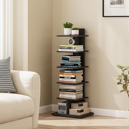 TUTOTAK Book Shelf, Narrow Spine Bookshelf, 6-Tier Bookcase by ChoosetutotakFurnitureBuildYourCozyHome
