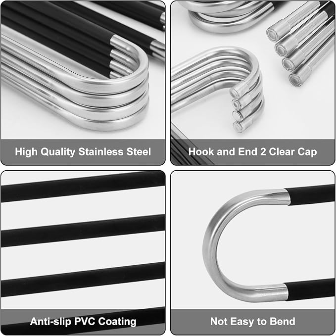 Pants Hangers Space Saving, 4 Pack Stainless Steel Non-Slip Hangers - Image 3