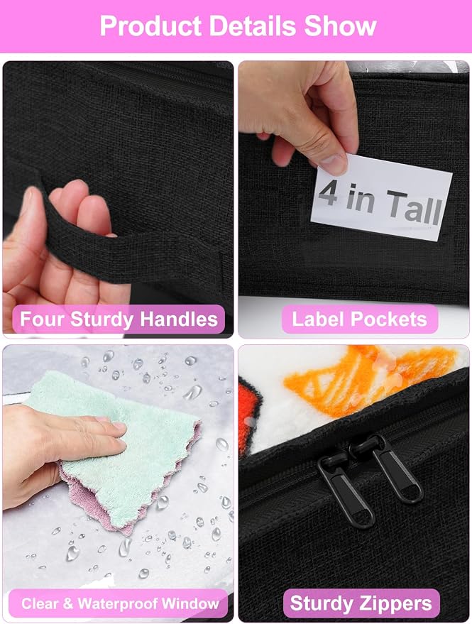 punemi Under Bed Storage Containers, Below 4 Inches Tall Low Profile Foldable - Image 6