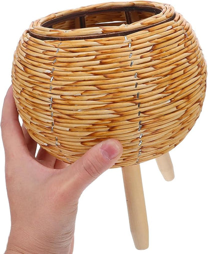 Plant Pot Rack Woven Rattan Flower Basket Stand Indoor Planter Holder - Image 4