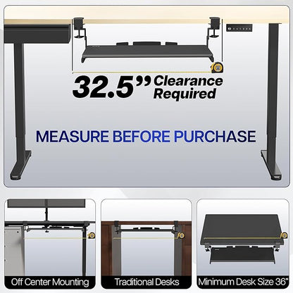 VIVO Large Height Adjustable Under Desk Keyboard Tray, C-clamp Mount System - Image 3