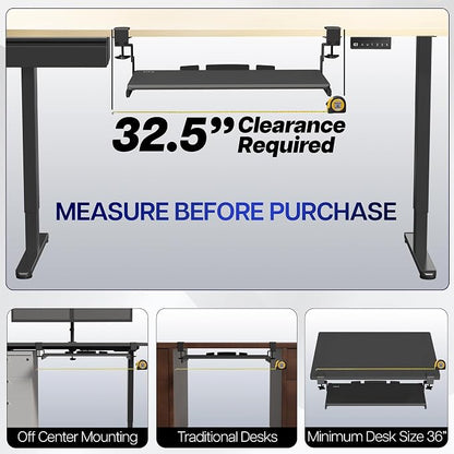 VIVO Large Height Adjustable Under Desk Keyboard Tray, C-clamp Mount System - Image 3