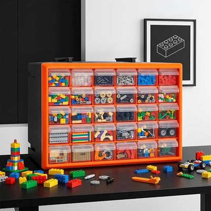 Goaste 30 Drawer Plastic Drawer Storage Cabinet, Stackable Wall Mount Small - Image 2