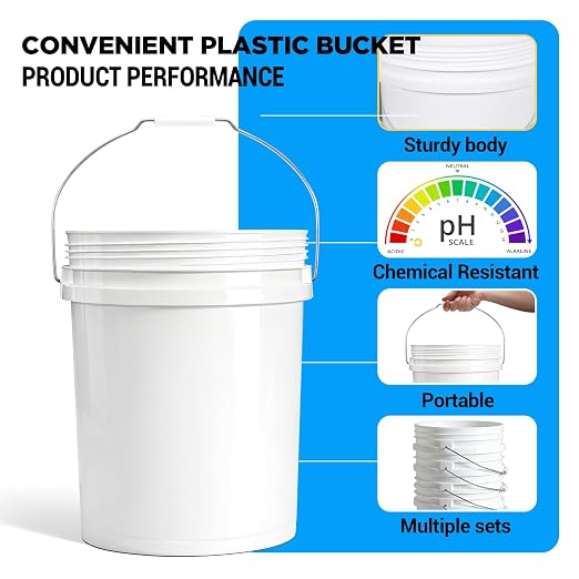 DEMORA 5 Gallon Heavy Duty Plastic Bucket, Food Grade Pail Without Lid - Image 4