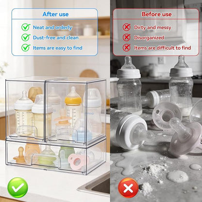 OTraki Baby Bottle Organizer 3 Pack Acrylic Storage Drawers - Image 5