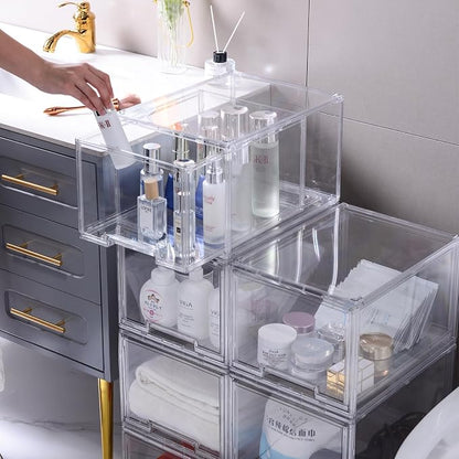 3 Packs Plastic Stackable Storage Drawers, DILIBRA Clear Storage Bins Organizer - Image 8