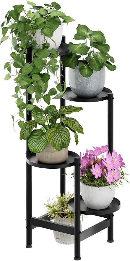 viewcare 4-Tier Plant Stand, Heavy Duty Metal Planter Rack -Indoor/Outdoor by VIEWCARE