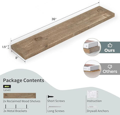 Floating Shelves | 8" Deep Rustic Reclaimed Barnwood Wall Hanging Shelves - Image 3