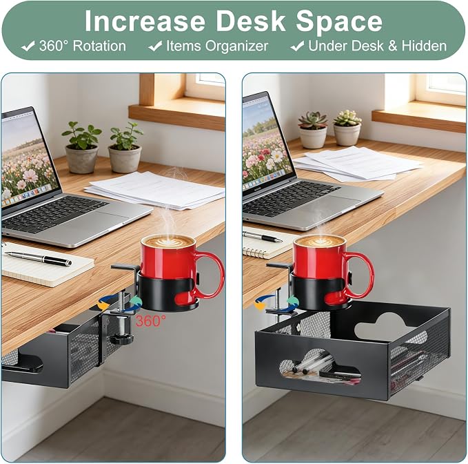 MYITYARD Desk Cup Holder Clamp, Anti-Spill Clip On Table Cup Holder - Image 6