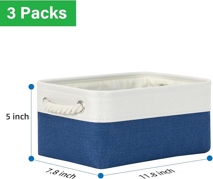 Bidtakay Small Storage Baskets for Shelves 3 Pack Fabric Storage Bins for - Image 6