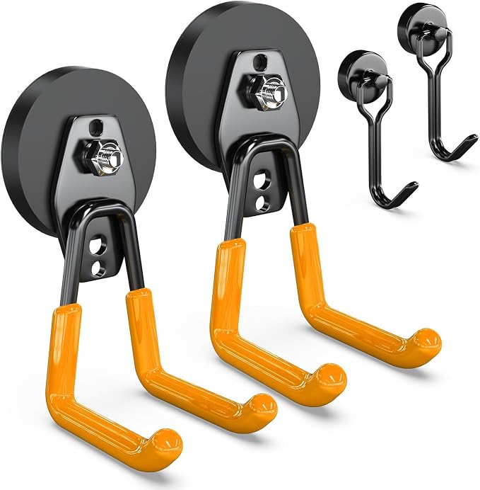 3-H Heavy Duty Magnet Garage Hooks 2 Pack, Large Strong Magnetic Hooks by 3-H