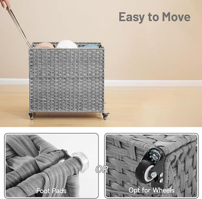 Laundry Hamper with Wheels, 34.3 Gallon Rolling Laundry Basket with Lid - Image 5