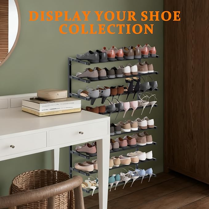 3 Pack Wall Mounted Shoe Rack, 4 Tier Hanging Shoe Rack Holds 48 Pairs - Image 7