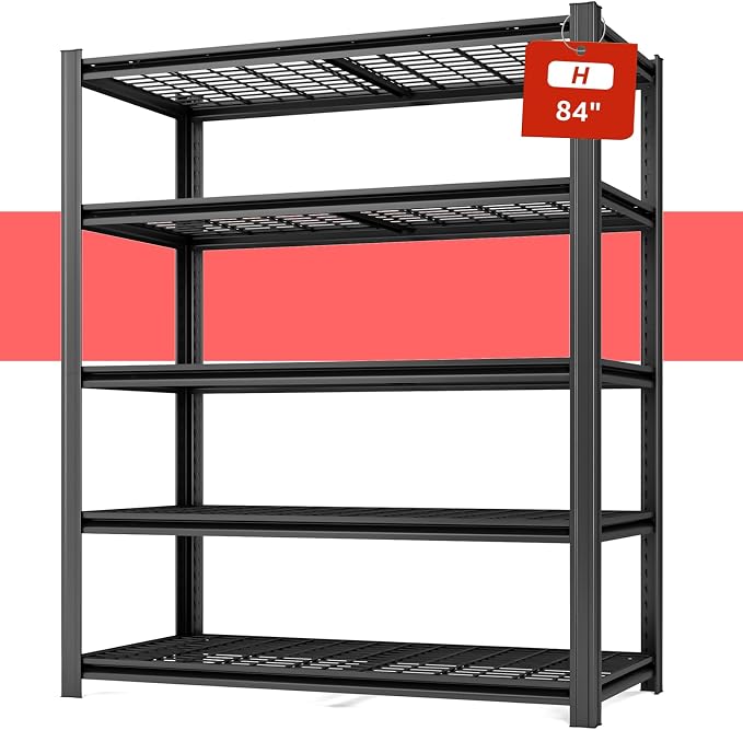 55.12" W Father&I 5-Shelf Industrial Adjustable Heavy-Dudy Tall Metal Garage by SYLOUGH