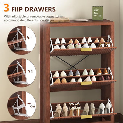 32" Fluted Shoe Cabinet Storage - Image 4