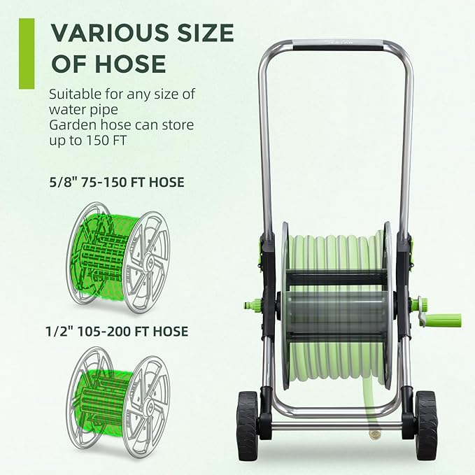 Garden Hose Reel Cart, Holds 75-150 Feet of 5/8-Inch Hose, Portable Hose Reel - Image 4