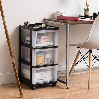 IRIS USA 3-Drawer Rolling Storage Cart, office essentials, classroom items - Image 2