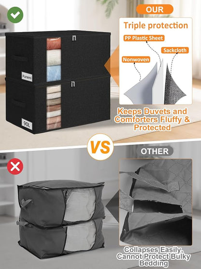 90L Blanket Storage Bags, Extra Large Comforter Storage Bag - Image 3