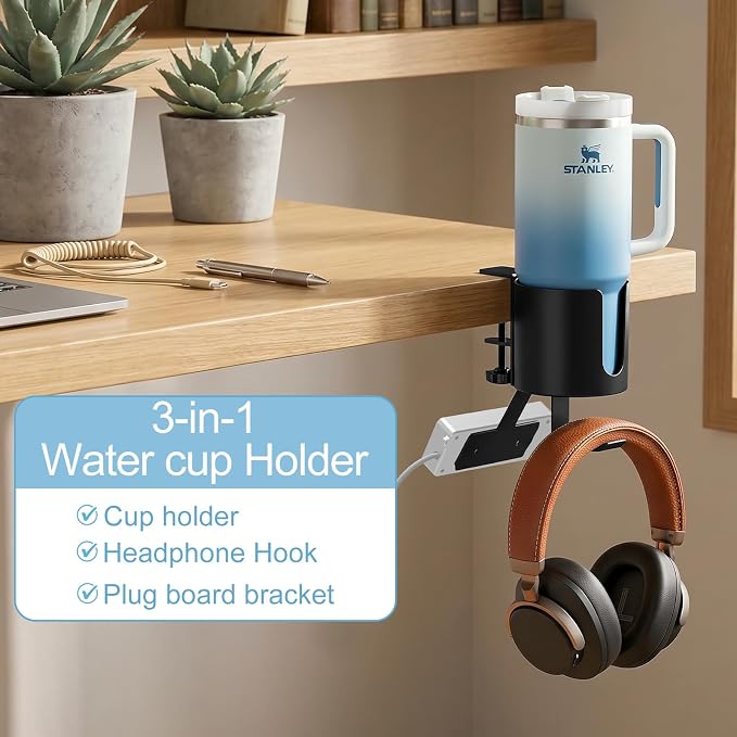 MYITYARD 3 in 1 Desk Cup Holder Clamp, Clip On Table Cup Holder - Image 5