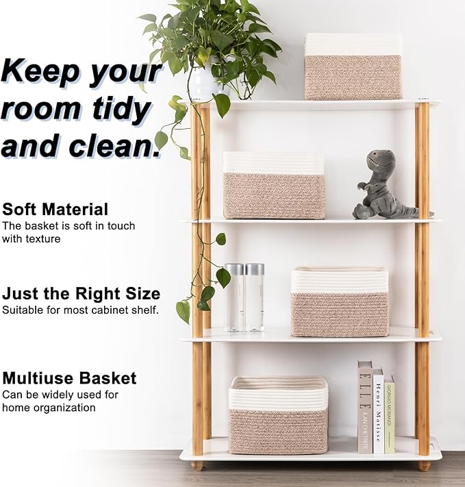 4 Pack Storage Baskets for Organizing, Woven Baskets for Shelves - Image 2