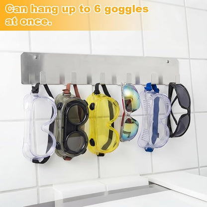 Blulu 2 Pack Aluminum Goggle Helmet Storage Rack Wall Mount 12 Hooks Goggle - Image 3
