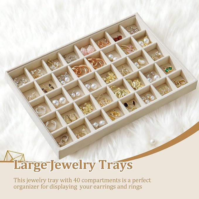 Large Jewelry Organizer for Drawer Insert Velvet Stackable Jewelry Trays for - Image 4
